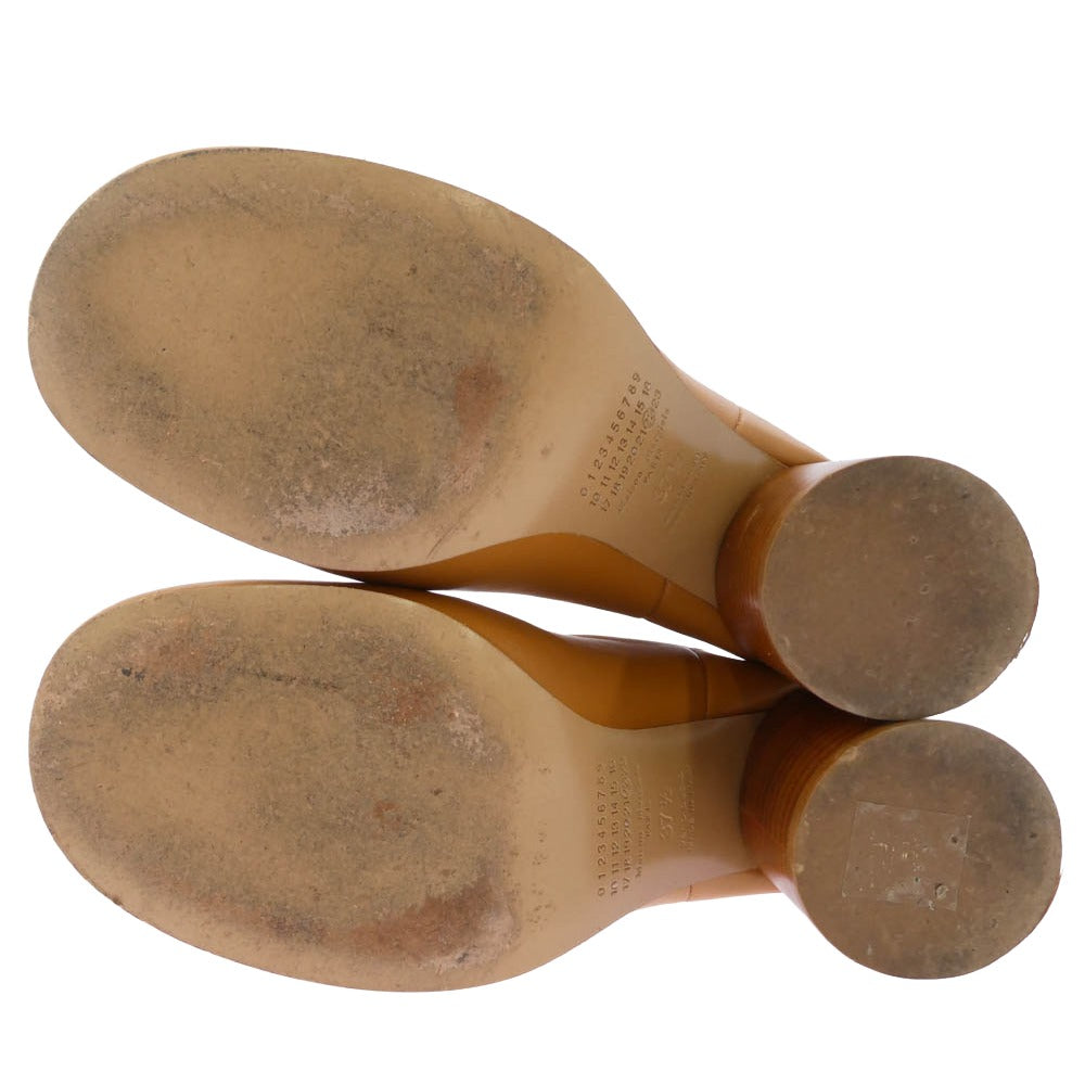 MAISON MARGIELA メゾンマルジェラ 16AW S38WU0323 22ライン バックジップ アンクル レザー ヒール ブーツ ライトブラウン系 37.5【中古】