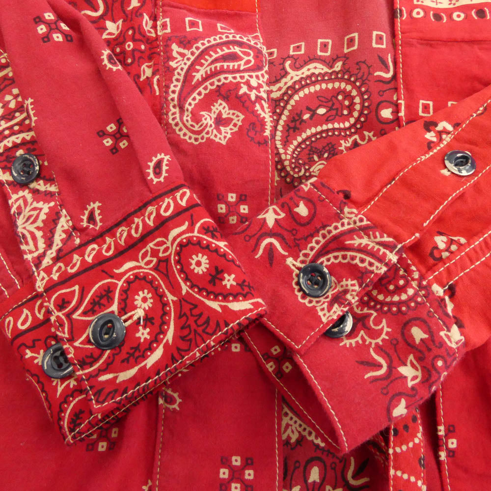 VISVIM ビズビム 14SS 0212905011004 ICT BANDANA LHAMO SHIRT バンダナ 羽織り ラモ シャツ レッド系 2【中古】