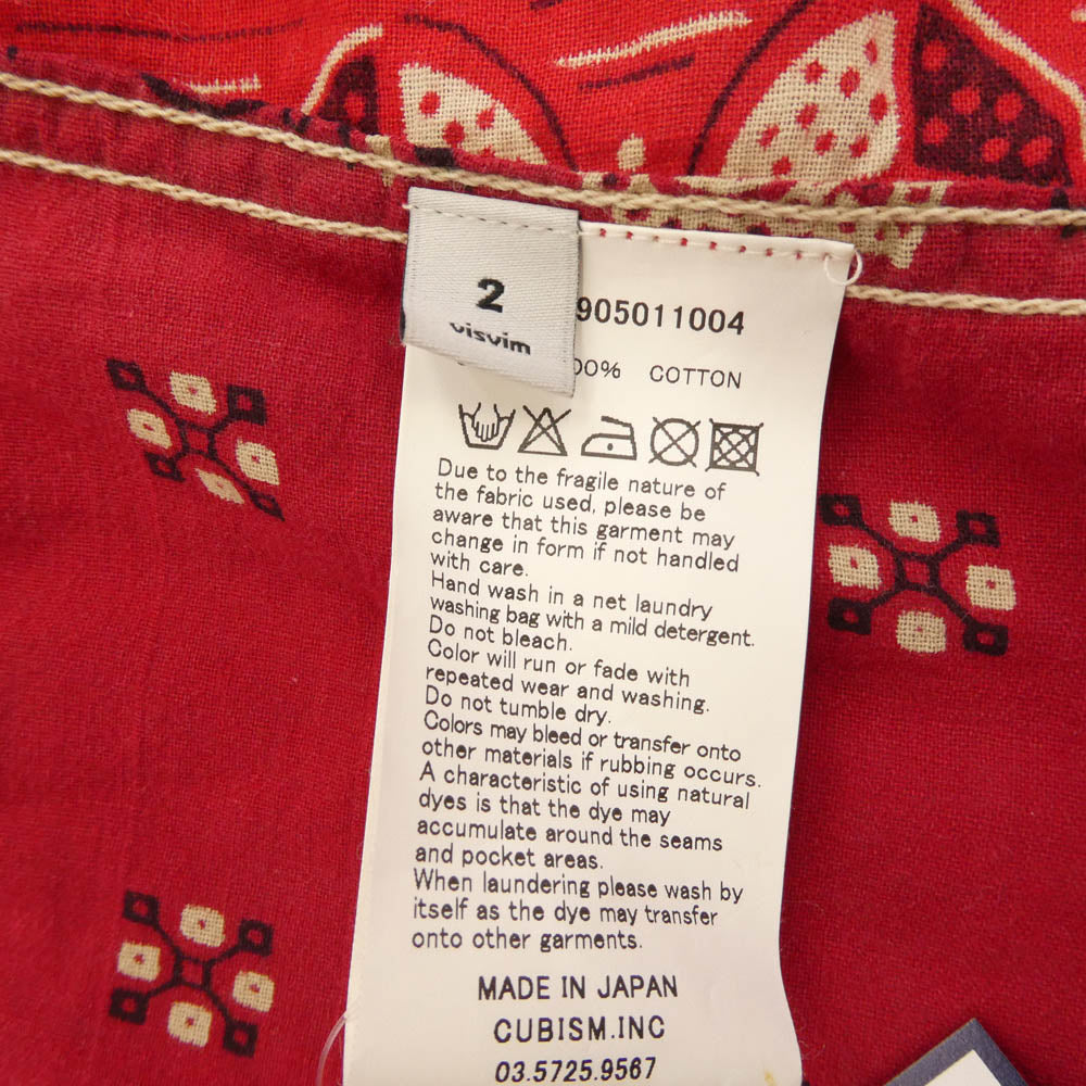 VISVIM ビズビム 14SS 0212905011004 ICT BANDANA LHAMO SHIRT バンダナ 羽織り ラモ シャツ レッド系 2【中古】