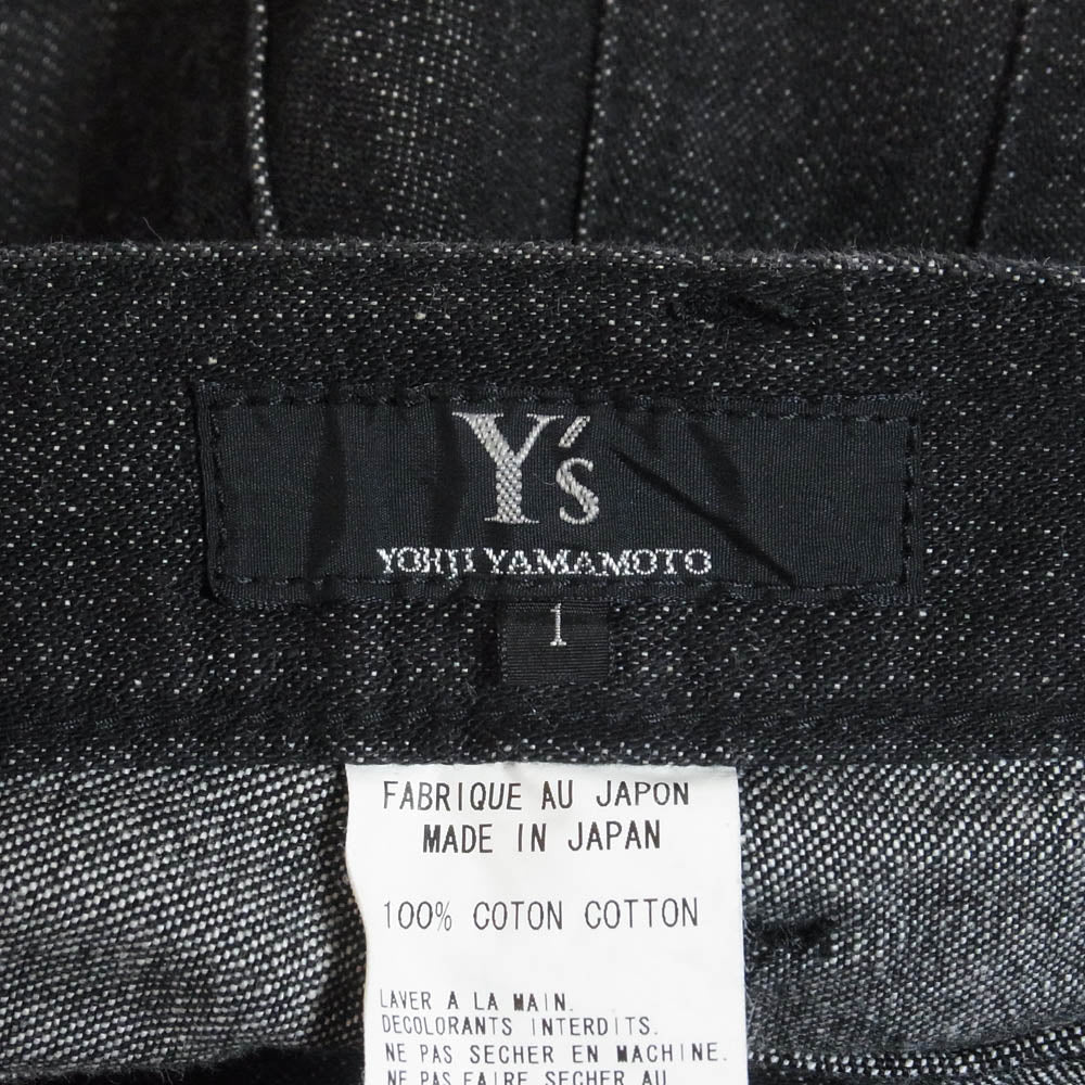Y's Yohji Yamamoto ワイズ ヨウジヤマモト YS-P01-055 アシンメトリー デザイン ワイド ブラックデニム パンツ ブラック系 1【中古】