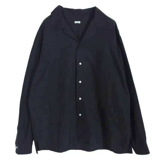 A.PRESSE アプレッセ 25SS 25SAP-02-03H Silk Cotton Open Collar L/S シルク コットン オープンカラー 開襟 長袖 シャツ ブラック系 2【中古】