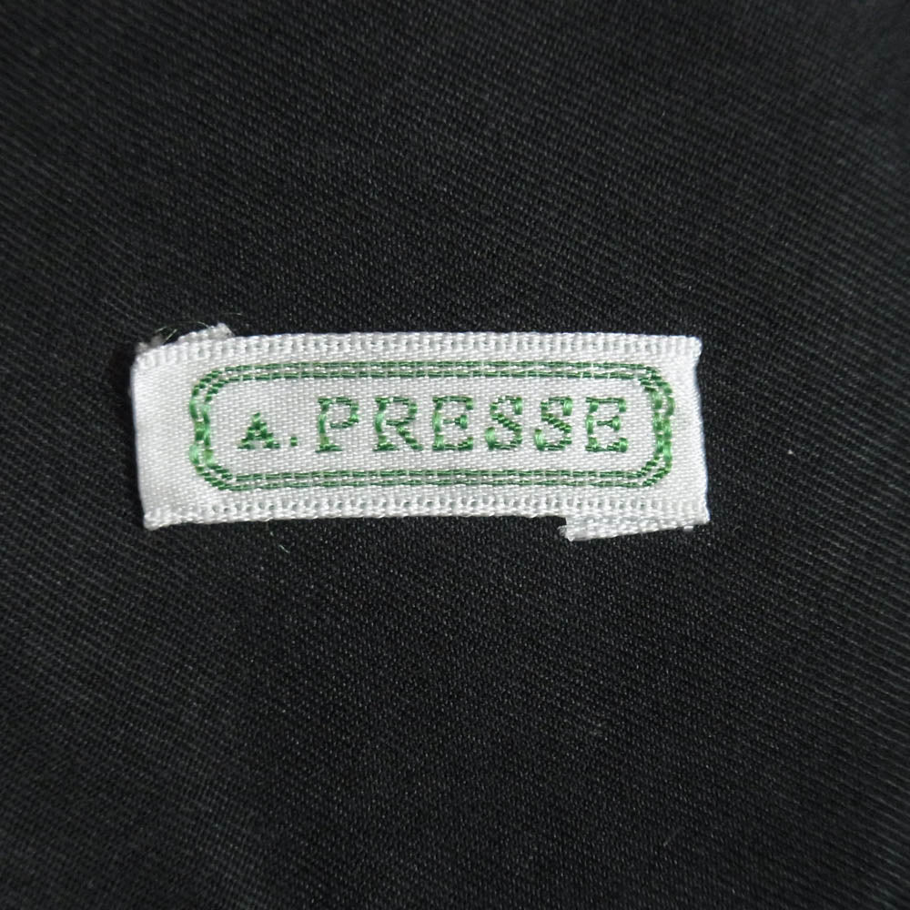 A.PRESSE アプレッセ 25SS 25SAP-02-03H Silk Cotton Open Collar L/S シルク コットン オープンカラー 開襟 長袖 シャツ ブラック系 2【中古】