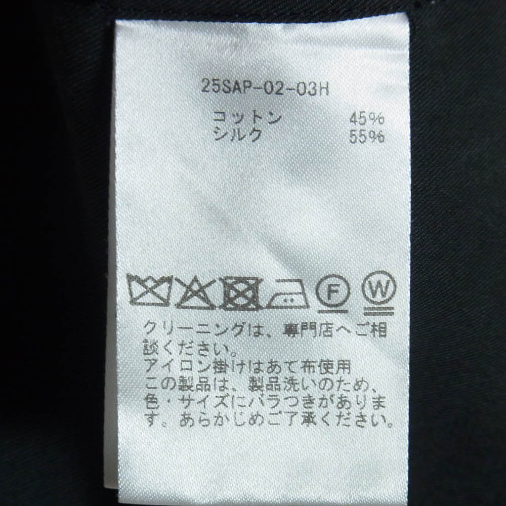 A.PRESSE アプレッセ 25SS 25SAP-02-03H Silk Cotton Open Collar L/S シルク コットン オープンカラー 開襟 長袖 シャツ ブラック系 2【中古】
