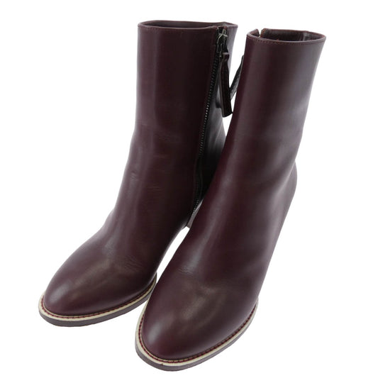 Chloe クロエ サイドジップ レザー ヒール アンクル ブーツ ブラウン系 36【中古】