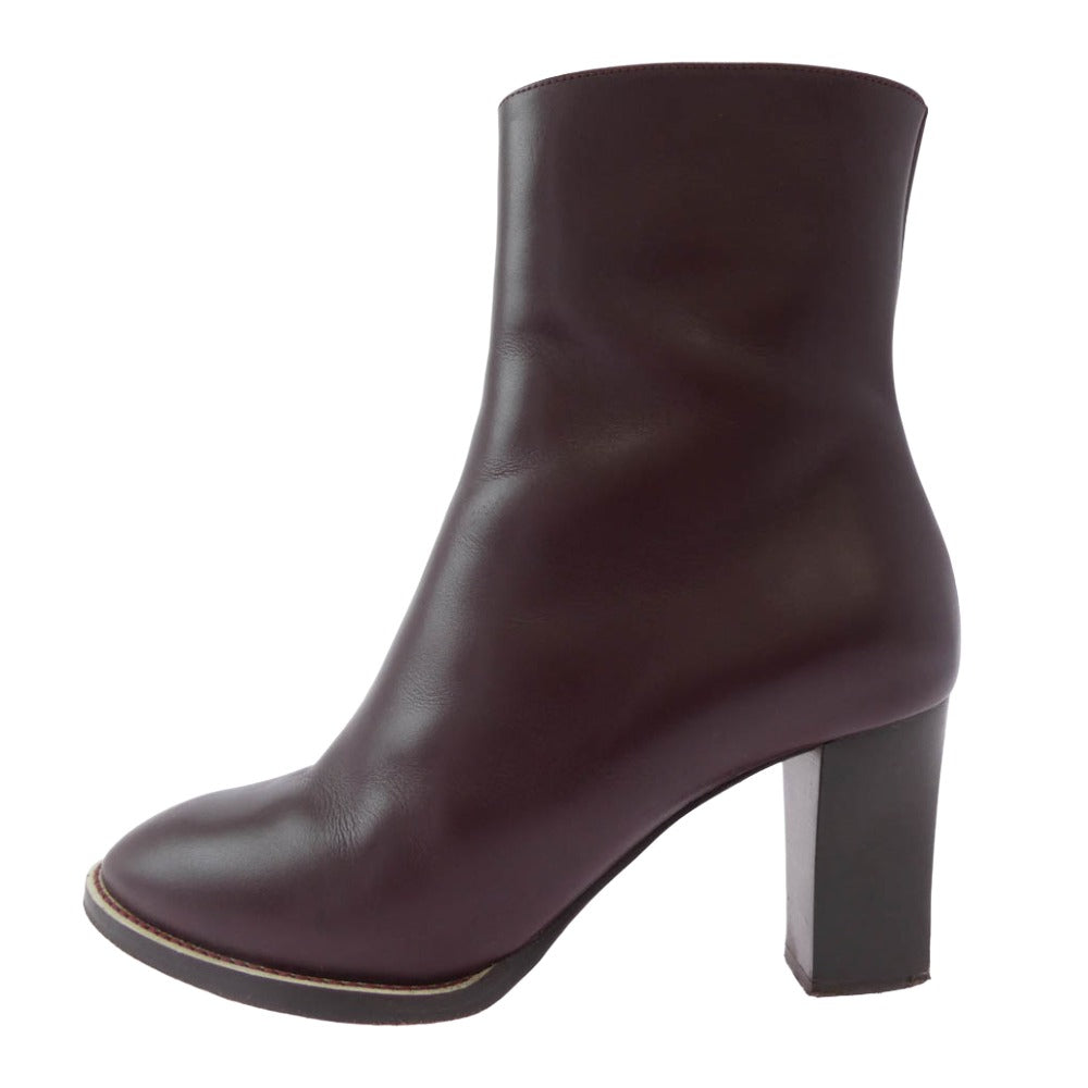 Chloe クロエ サイドジップ レザー ヒール アンクル ブーツ ブラウン系 36【中古】