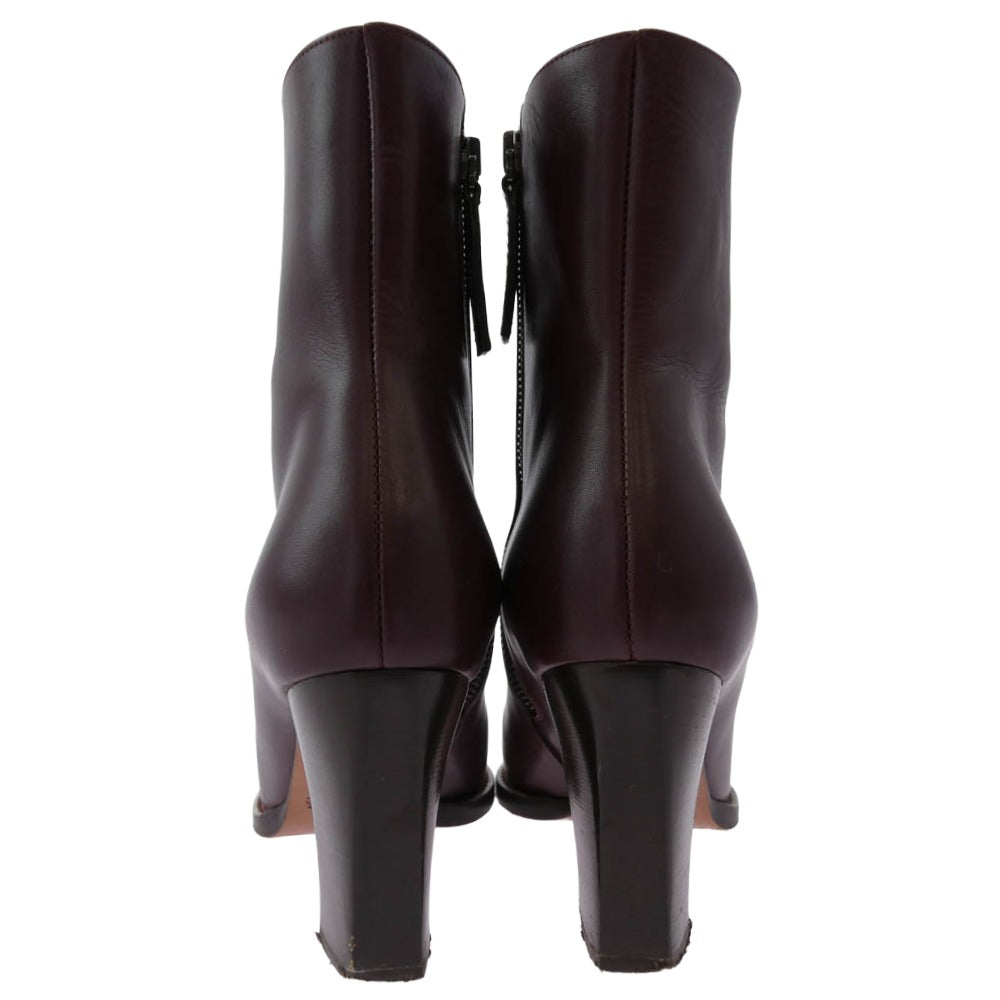 Chloe クロエ サイドジップ レザー ヒール アンクル ブーツ ブラウン系 36【中古】