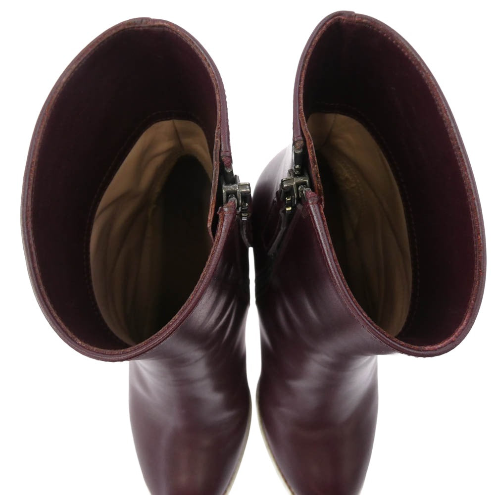 Chloe クロエ サイドジップ レザー ヒール アンクル ブーツ ブラウン系 36【中古】