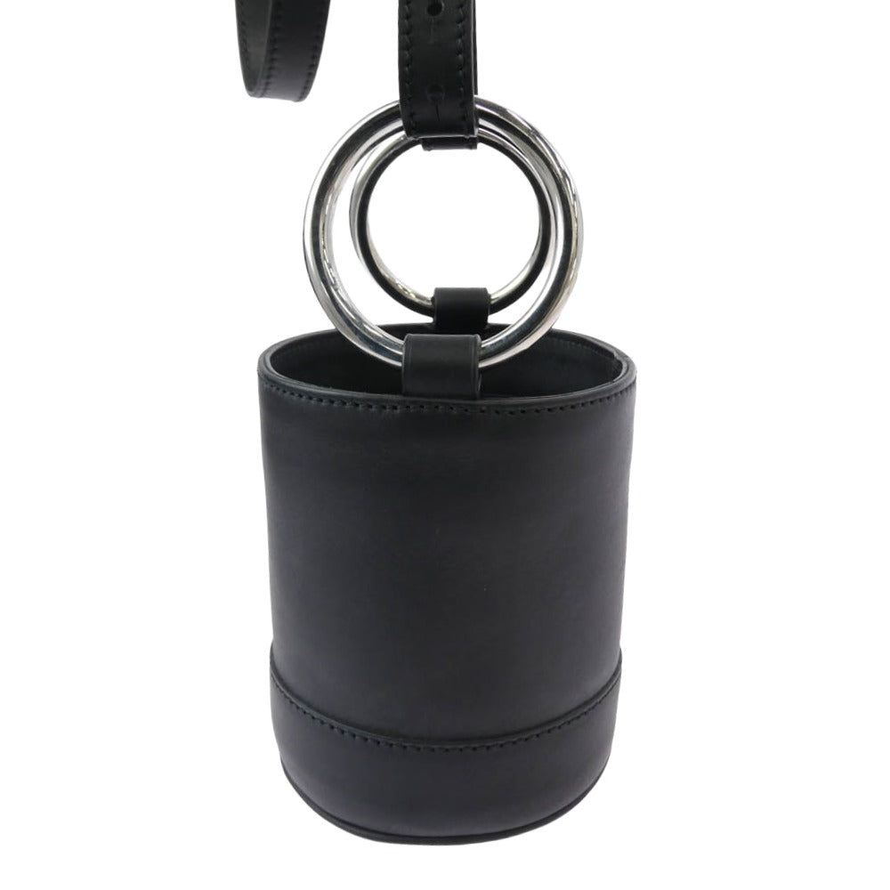 サイモンミラー S801S BONSAI 15cm STRAP ボンサイ レザー バケツ ショルダー バッグ ブラック系【美品】【中古】
