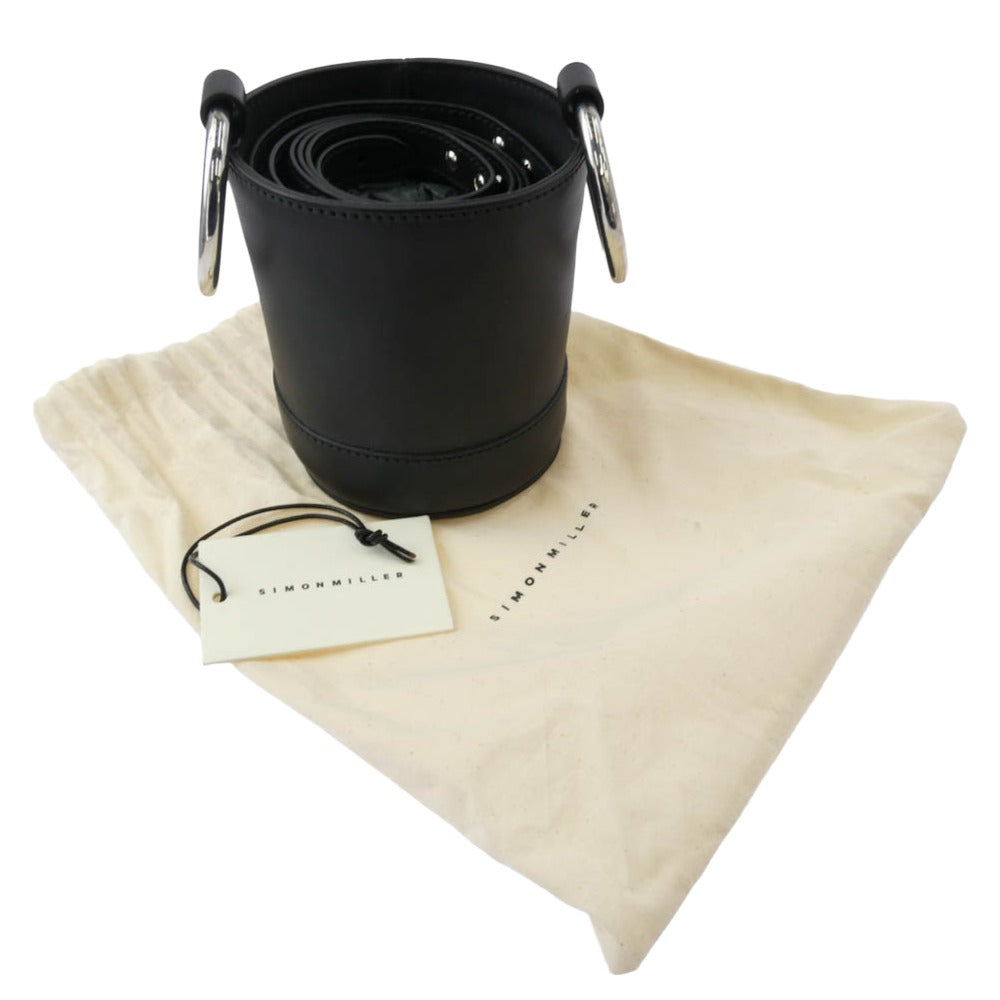 サイモンミラー S801S BONSAI 15cm STRAP ボンサイ レザー バケツ ショルダー バッグ ブラック系【美品】【中古】