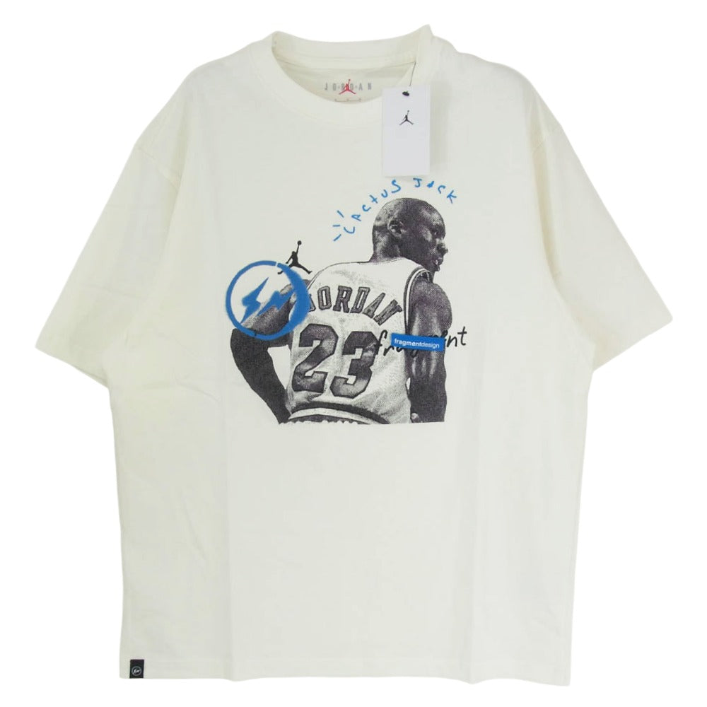 NIKE ナイキ DJ0619-133 × Fragment Design フラグメント トラヴィススコット クルーネック 半袖 Tシャツ ホワイト系 M【新古品】【未使用】【中古】