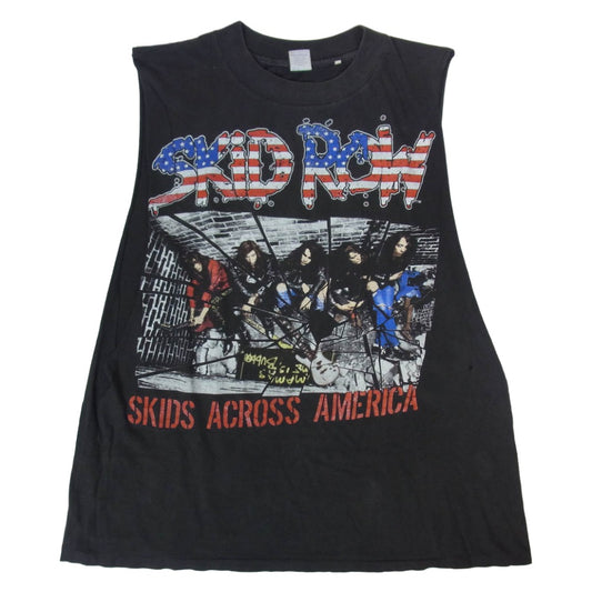 ヴィンテージ 90s SKID ROW WORLD TOUR スキッドロウ カットオフ バンド Tシャツ フランス製 GESIM CORP ダークグレー系 L【中古】