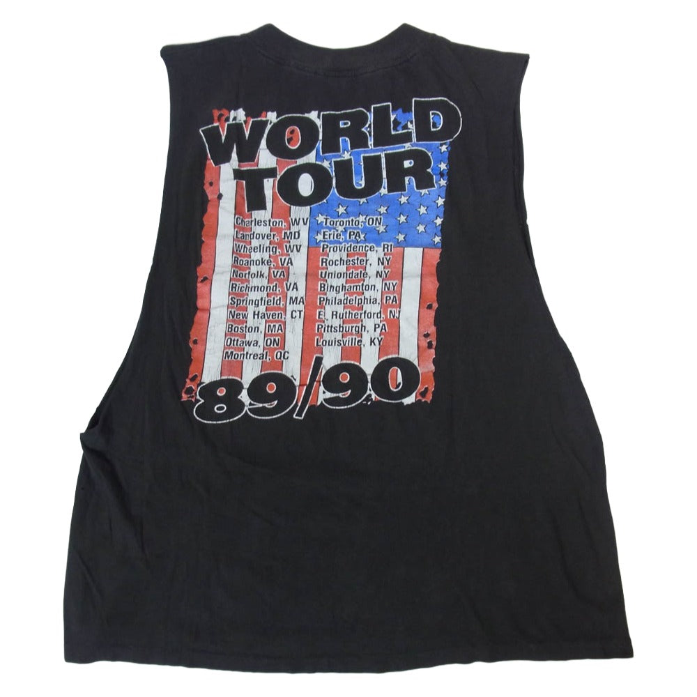 ヴィンテージ 90s SKID ROW WORLD TOUR スキッドロウ カットオフ バンド Tシャツ フランス製 GESIM CORP ダークグレー系 L【中古】