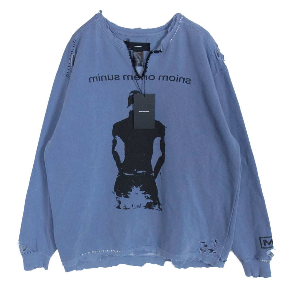 マイナス M-24F-BG003 Bootleg Crew Sweat With Repaired STAIN Vネック リペア ダメージ加工 スウェット トレーナー ブルー系 2【極上美品】【中古】