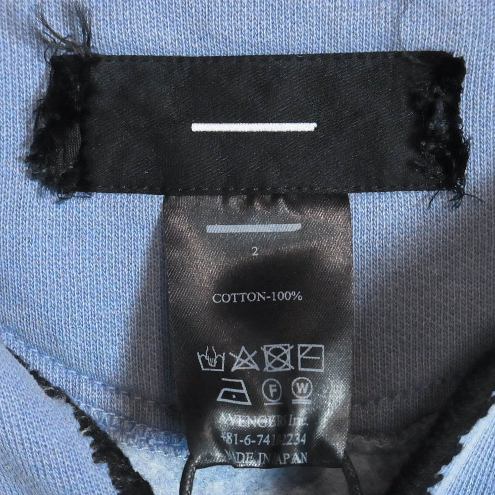 マイナス M-24F-BG003 Bootleg Crew Sweat With Repaired STAIN Vネック リペア ダメージ加工 スウェット トレーナー ブルー系 2【極上美品】【中古】