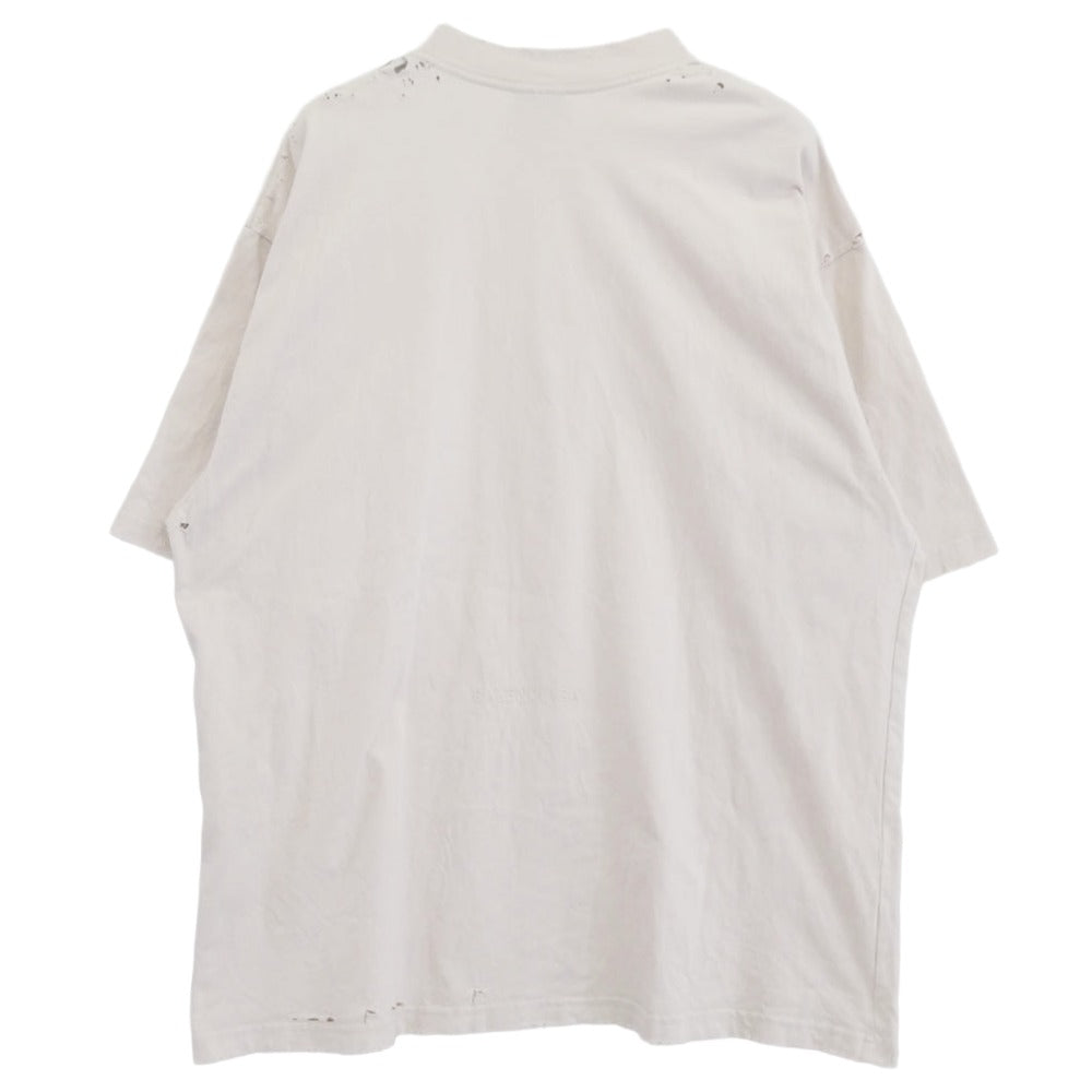 BALENCIAGA バレンシアガ 24AW 764235 TQVR9 PARIS LIBERTY ヴィンテージ加工 ダメージ加工 自由の女神 プリント 半袖 Tシャツ ピンク系 XL【中古】