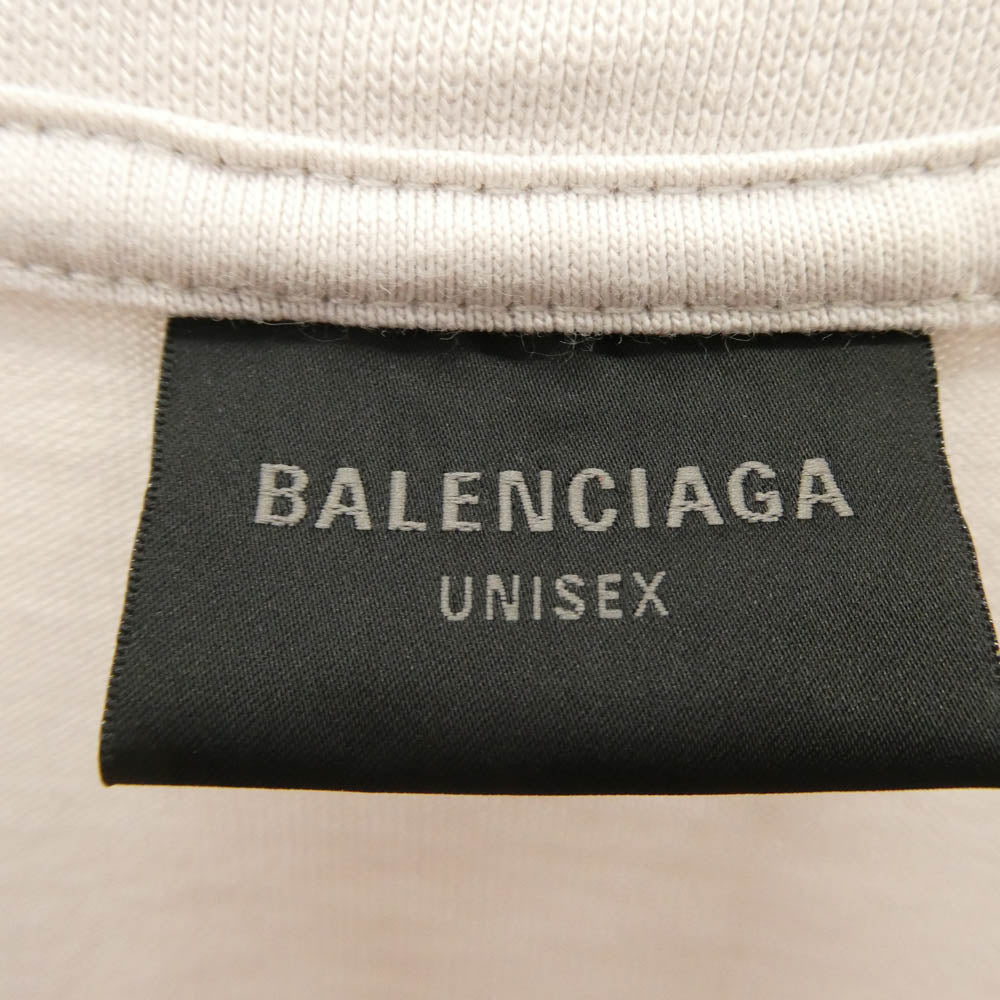 BALENCIAGA バレンシアガ 24AW 764235 TQVR9 PARIS LIBERTY ヴィンテージ加工 ダメージ加工 自由の女神 プリント 半袖 Tシャツ ピンク系 XL【中古】