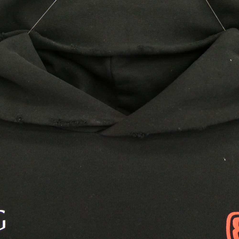 BALENCIAGA バレンシアガ 23AW 767885 TPVF1 Top League Round Hoodie トップリーグ ダメージ加工 フーディー パーカー ブラック系 5【中古】