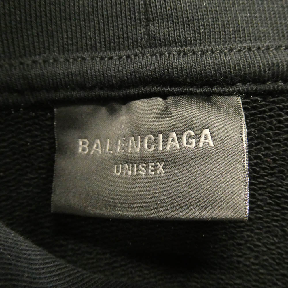 BALENCIAGA バレンシアガ 23AW 767885 TPVF1 Top League Round Hoodie トップリーグ ダメージ加工 フーディー パーカー ブラック系 5【中古】
