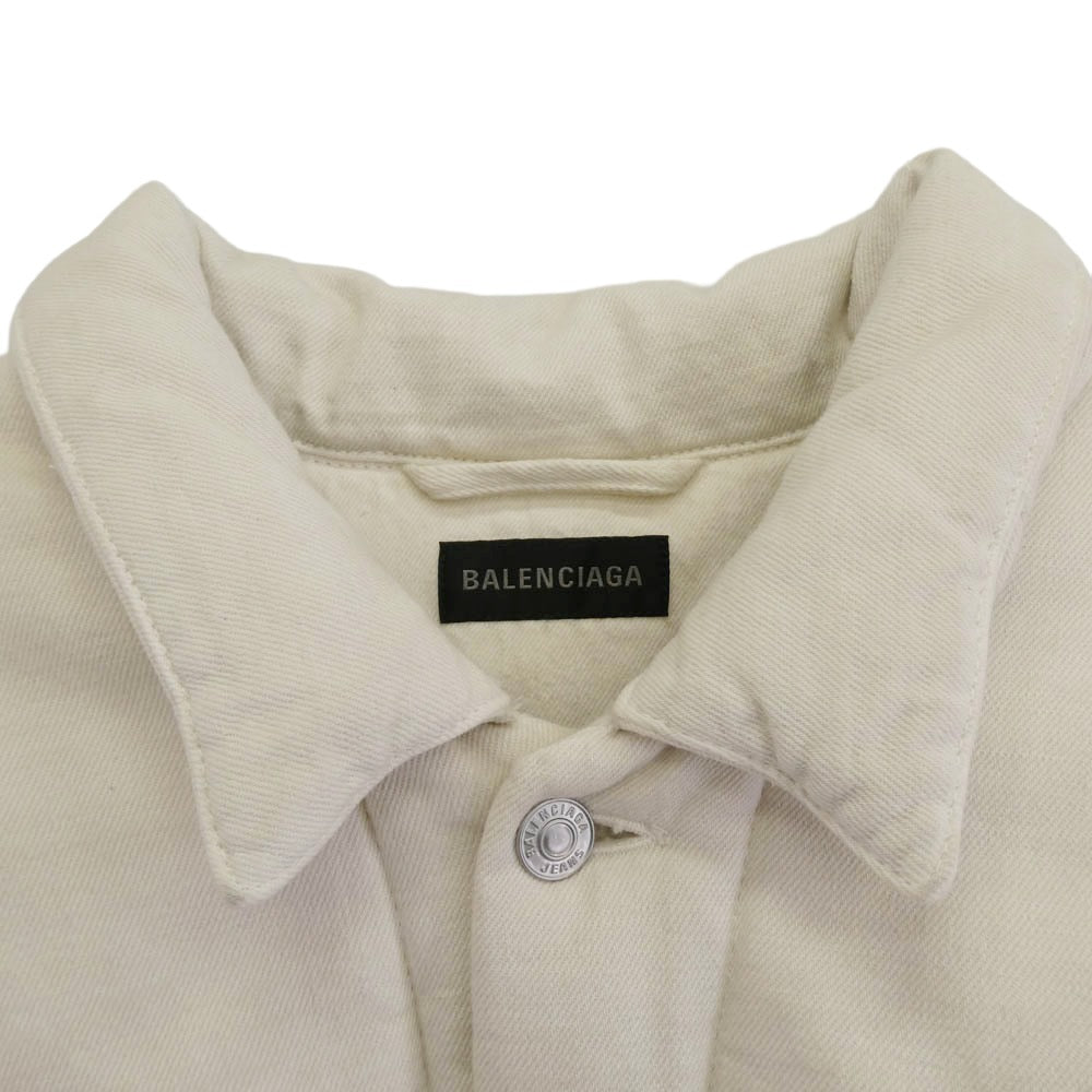 BALENCIAGA バレンシアガ 22AW 681689 TNW03 PADDING DENIM JACKET パデッド 中綿 デニム ジャケット ブルゾン ホワイト系 46【中古】