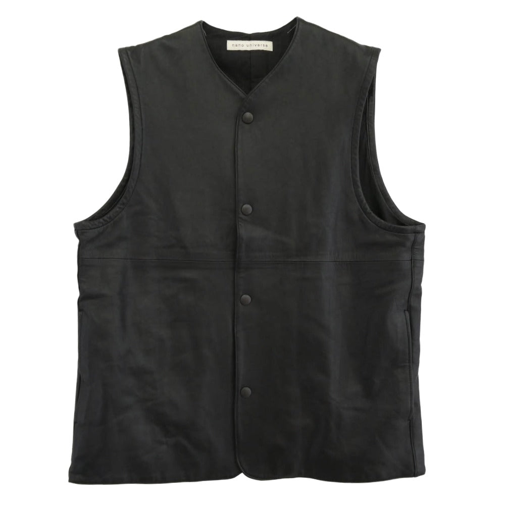 nano universe ナノユニバース 668-4125202 ライトラム ナッパ レザー ベスト羊革 ブラック系 L【中古】