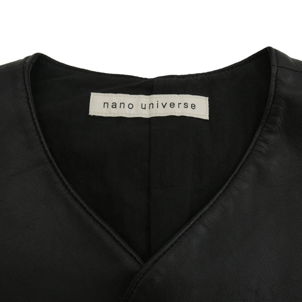 nano universe ナノユニバース 668-4125202 ライトラム ナッパ レザー ベスト羊革 ブラック系 L【中古】