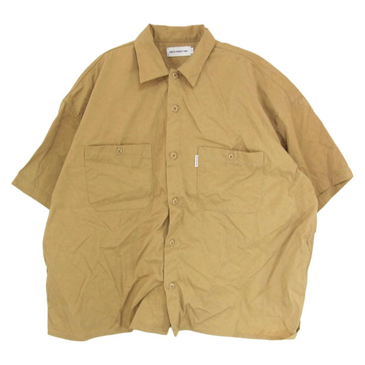 COOTIE クーティー 24SS Nylon Chino Cloth S/S Work Shirt オーバーシルエット 半袖 タスランナイロン ワーク シャツ ベージュ系 M【中古】