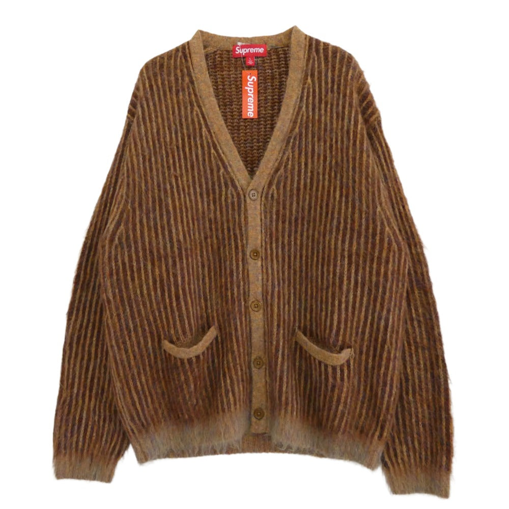 Supreme シュプリーム 2-Tone Mohair Cardigan ツートーン モヘア カーディガン ブラウン系 マルチカラー系 L【極上美品】【中古】