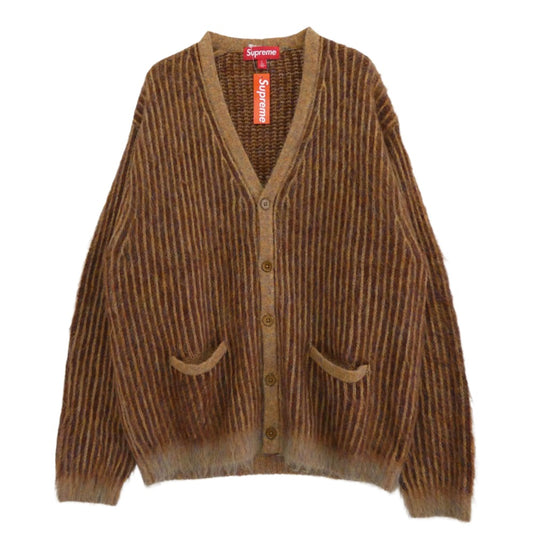 Supreme シュプリーム 2-Tone Mohair Cardigan ツートーン モヘア カーディガン ブラウン系 マルチカラー系 L【極上美品】【中古】
