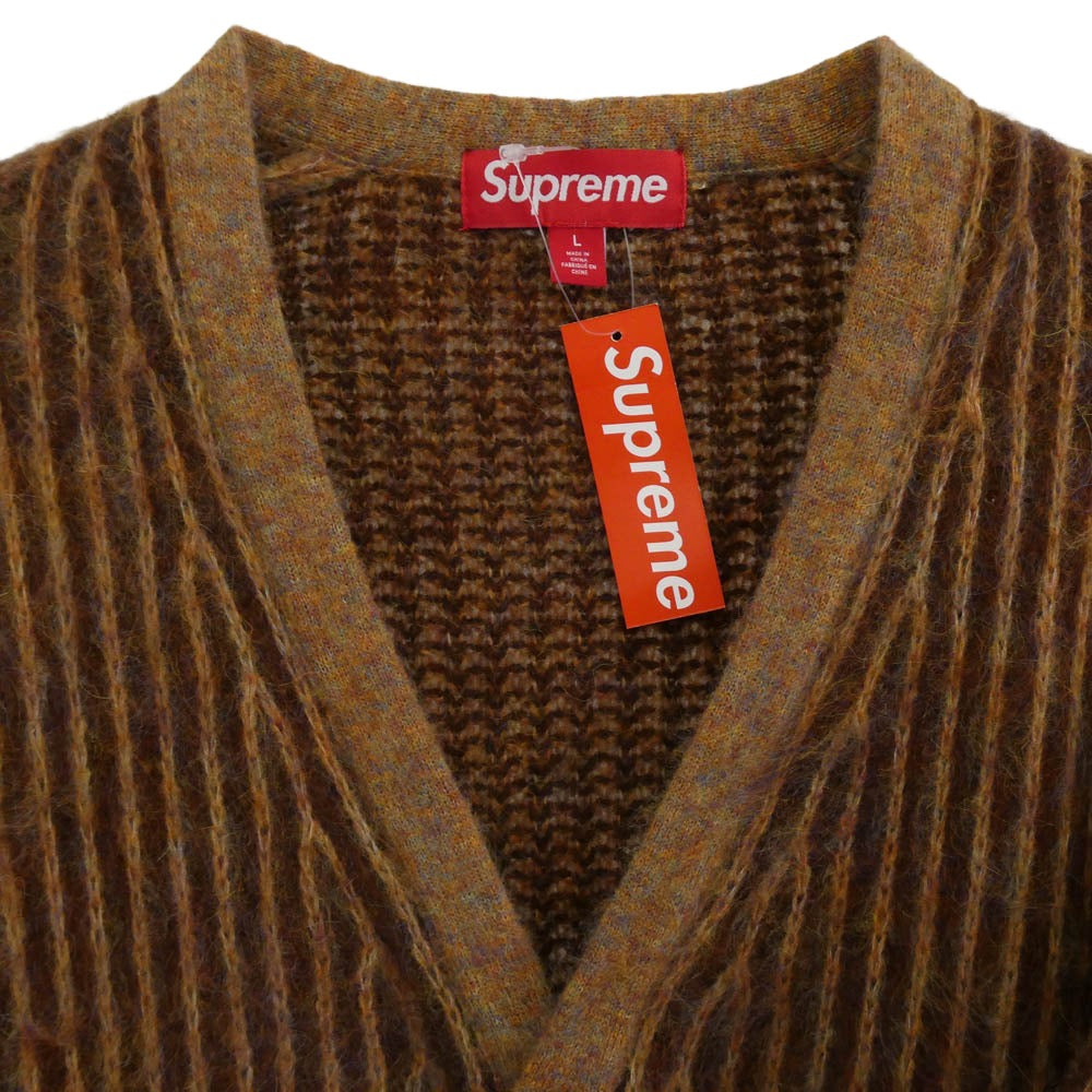 Supreme シュプリーム 2-Tone Mohair Cardigan ツートーン モヘア カーディガン ブラウン系 マルチカラー系 L【極上美品】【中古】