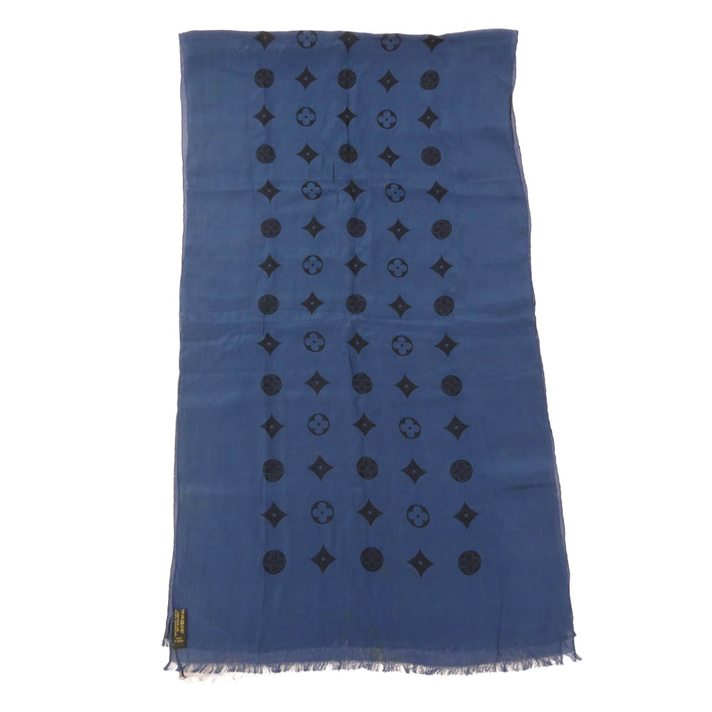 LOUIS VUITTON ルイ・ヴィトン M71743 モノグラム エトール ヴェニス ショール シルク アセテート ストール スカーフ ネイビー系 ブラック系【中古】