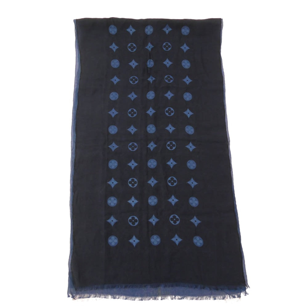 LOUIS VUITTON ルイ・ヴィトン M71743 モノグラム エトール ヴェニス ショール シルク アセテート ストール スカーフ ネイビー系 ブラック系【中古】