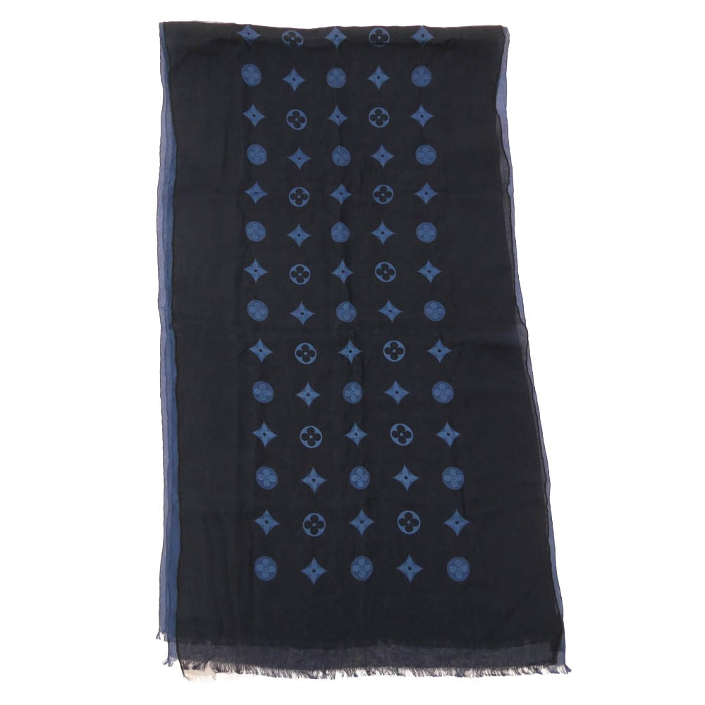 LOUIS VUITTON ルイ・ヴィトン M71743 モノグラム エトール ヴェニス ショール シルク アセテート ストール スカーフ ネイビー系 ブラック系【中古】