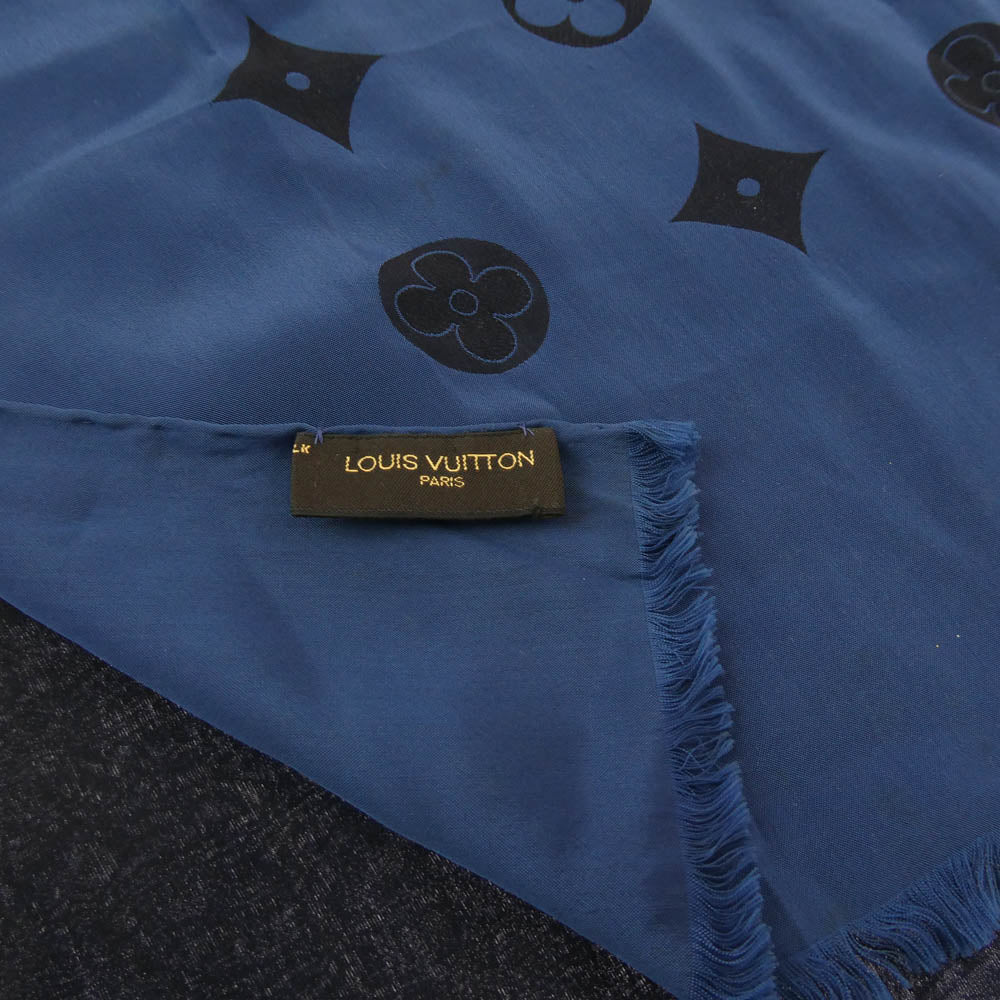 LOUIS VUITTON ルイ・ヴィトン M71743 モノグラム エトール ヴェニス ショール シルク アセテート ストール スカーフ ネイビー系 ブラック系【中古】