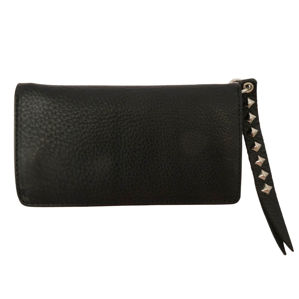 CALEE キャリー PLANE LEATHER LONG WALLET STUDS CHARM スタッズチャーム ロング ウォレット ブラック系【中古】