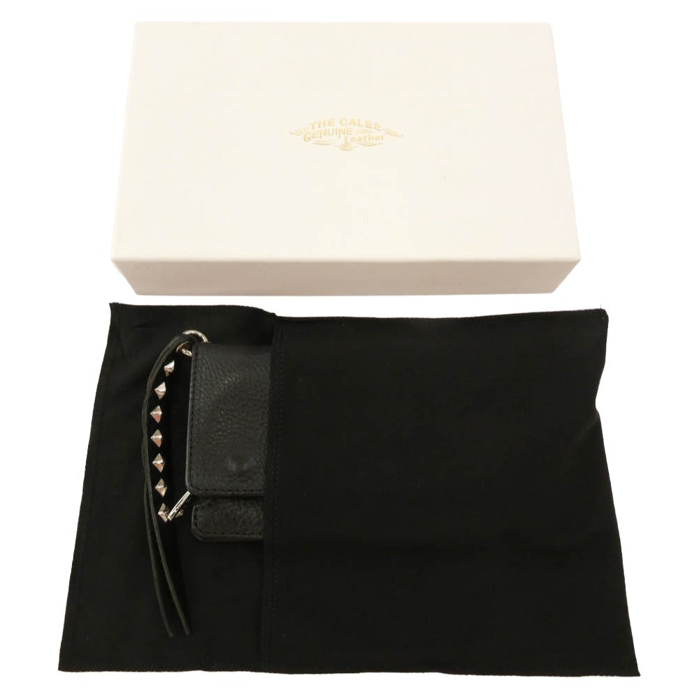 CALEE キャリー PLANE LEATHER LONG WALLET STUDS CHARM スタッズチャーム ロング ウォレット ブラック系【中古】