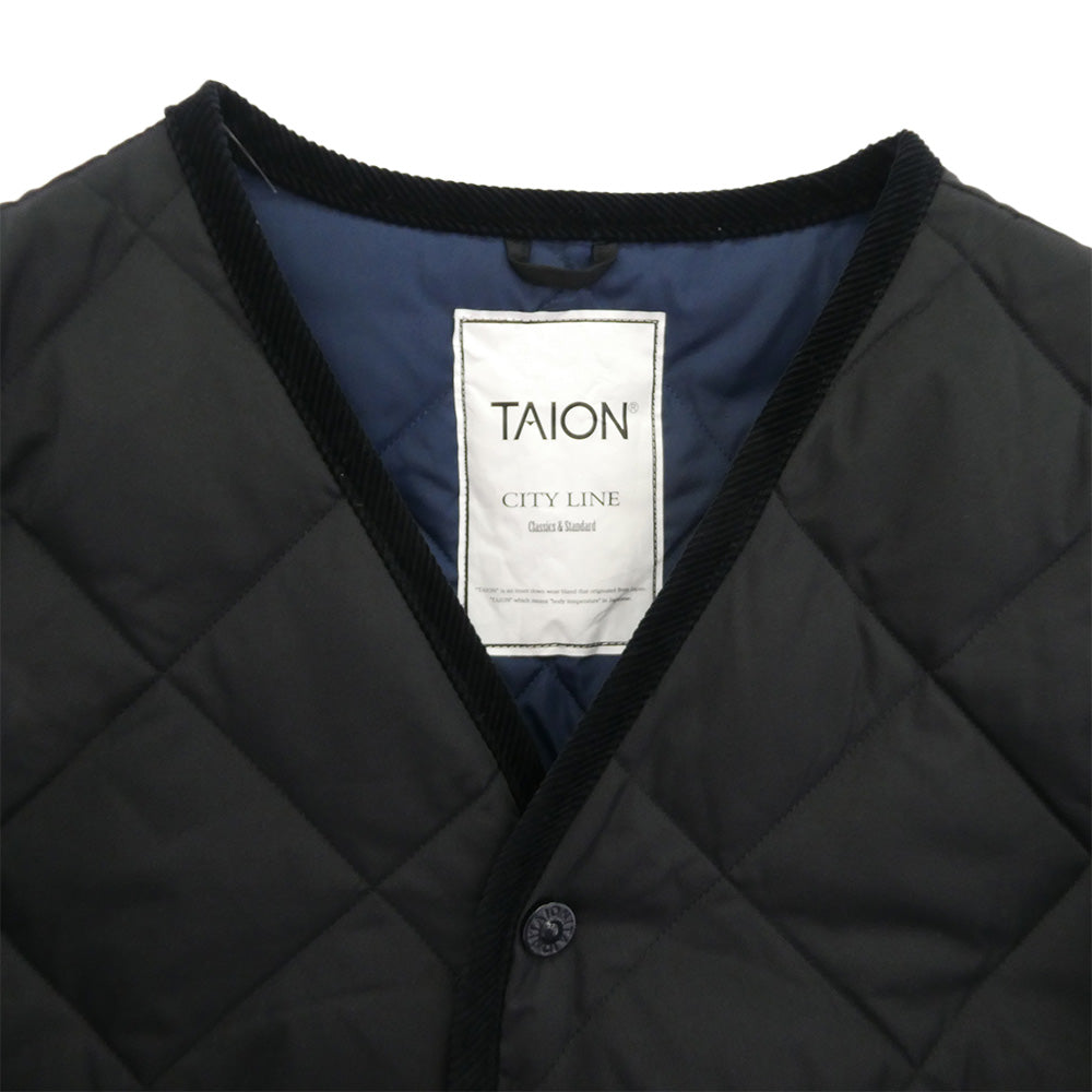 タイオン スナップボタン キルティング ダウン ジャケット ブルゾン ブラック系 L【中古】
