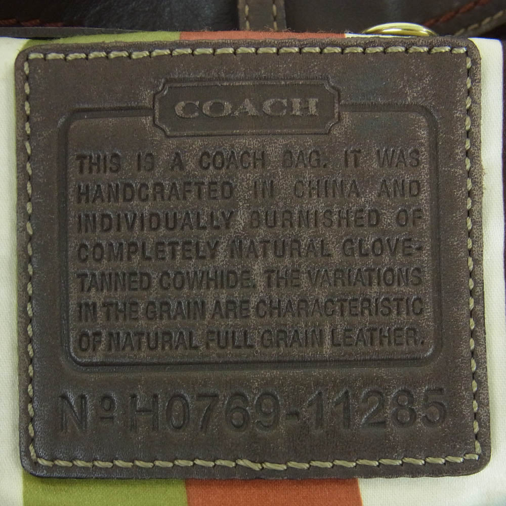 COACH コーチ H0769-11285 オールドコーチ エルゴ レザー トート ハンド バッグ ブラウン系【中古】