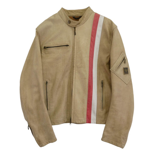 ベルスタッフ 牛革 カウレザー シングル ライダース ジャケット ベージュ系 XS【中古】
