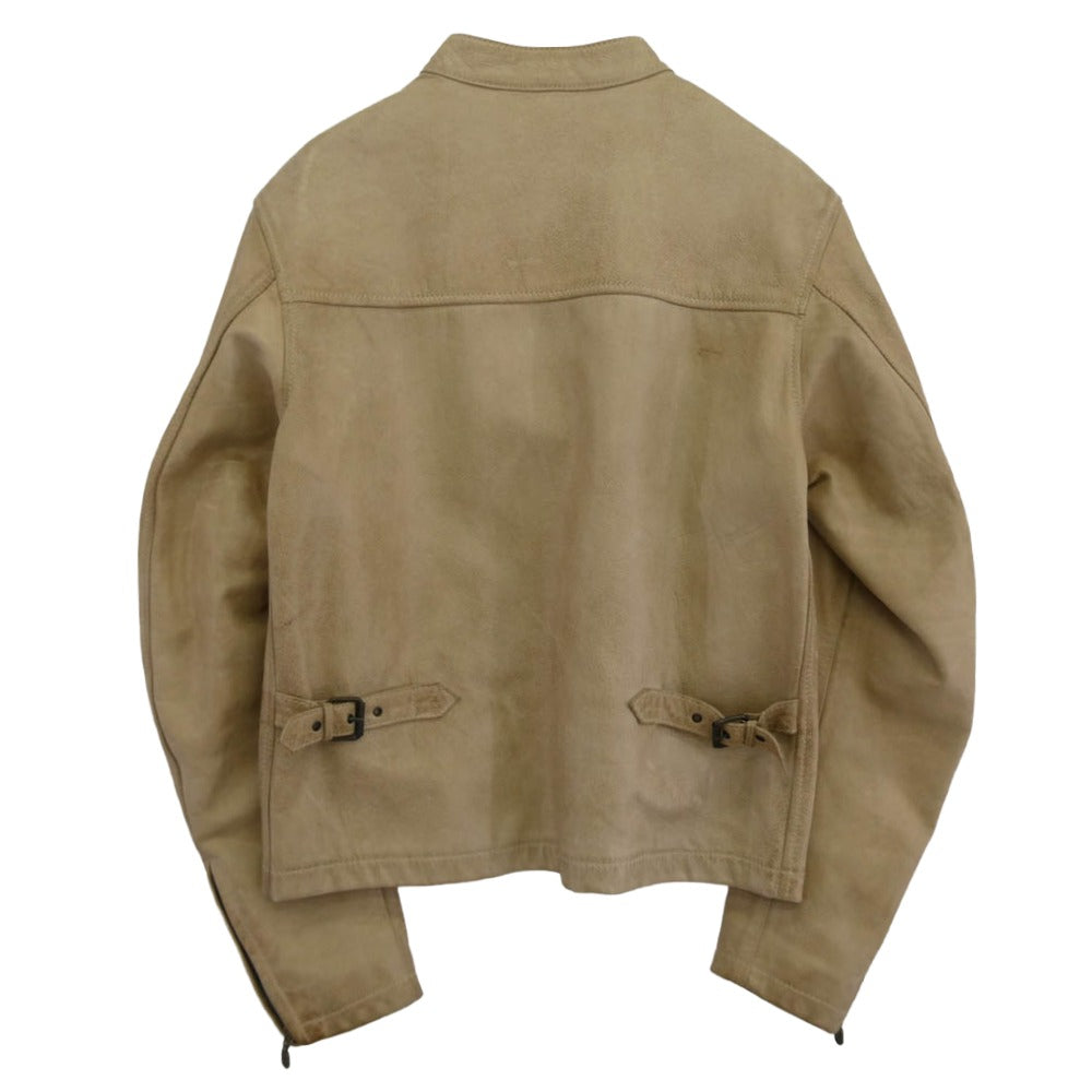 ベルスタッフ 牛革 カウレザー シングル ライダース ジャケット ベージュ系 XS【中古】