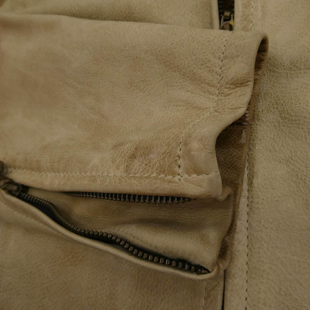 ベルスタッフ 牛革 カウレザー シングル ライダース ジャケット ベージュ系 XS【中古】