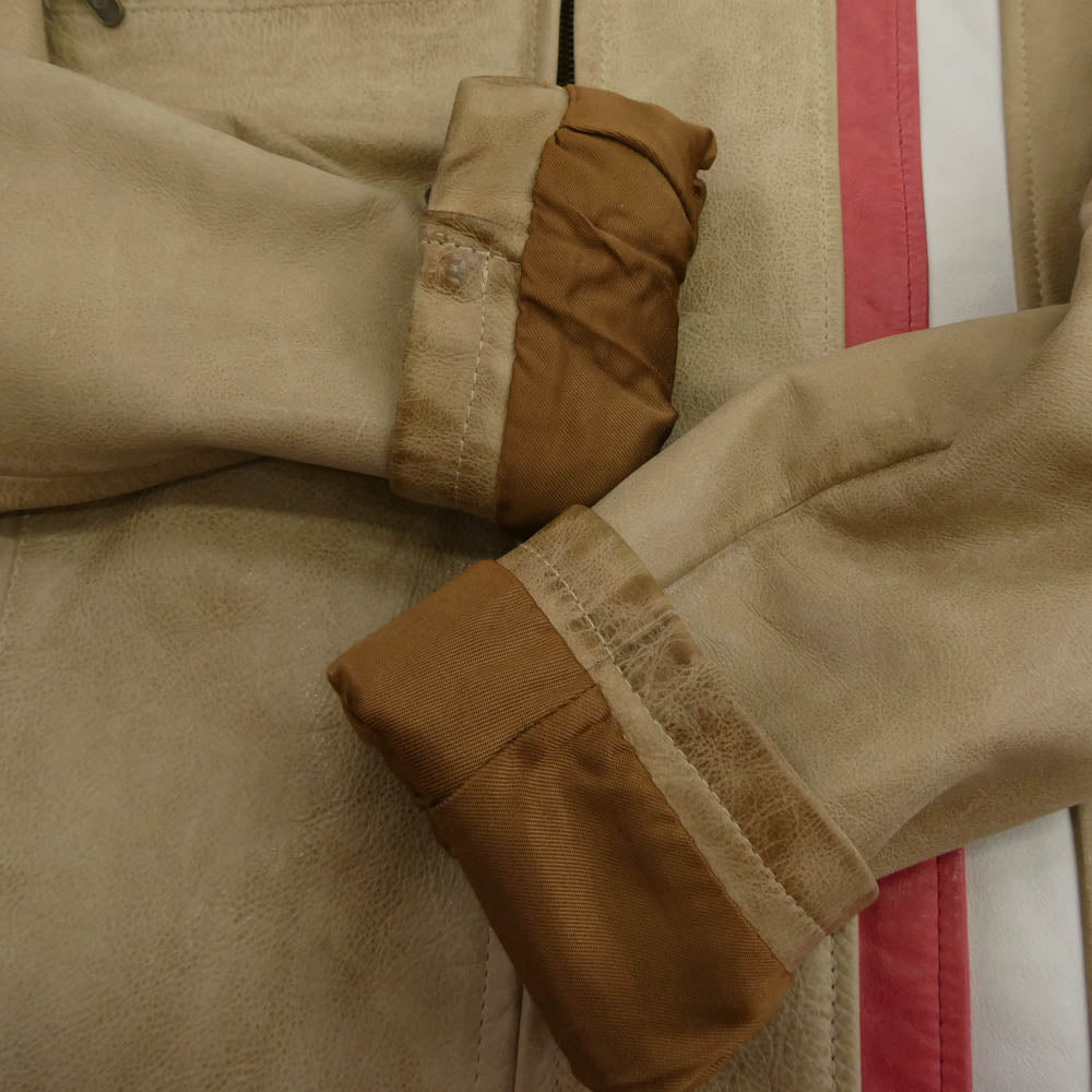 ベルスタッフ 牛革 カウレザー シングル ライダース ジャケット ベージュ系 XS【中古】