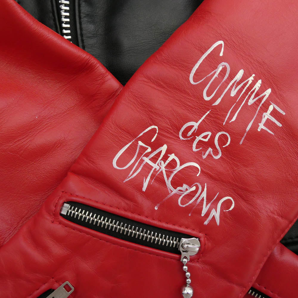 COMME des GARCONS コムデギャルソン 21AW KZ-J013 Lewis leather ルイスレザー Lightning 391T ライトニング レザー ライダース ジャケット ブラック系 レッド系 34【中古】