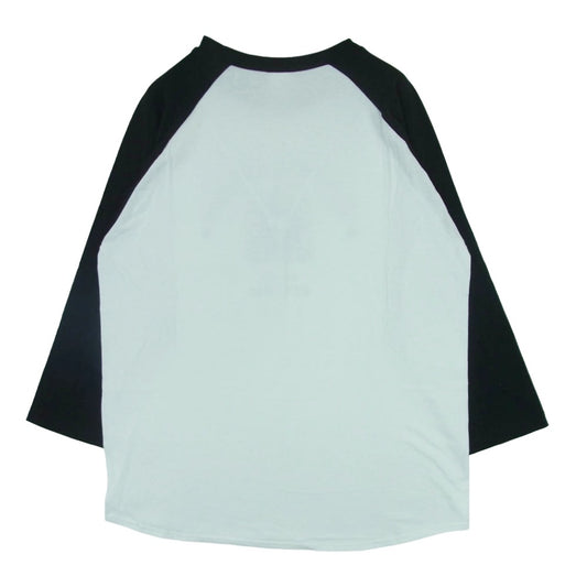 BILL WALL LEATHER ビルウォールレザー マリブクロス ロゴプリント 七分袖 ラグランスリーブ Tシャツ ホワイト系 ブラック系 L【中古】