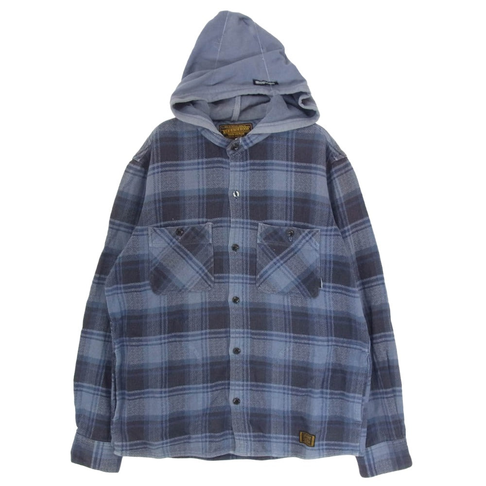 NEIGHBORHOOD ネイバーフッド フード付き チェック ネル 長袖 シャツ ネイビー系 X regular【中古】