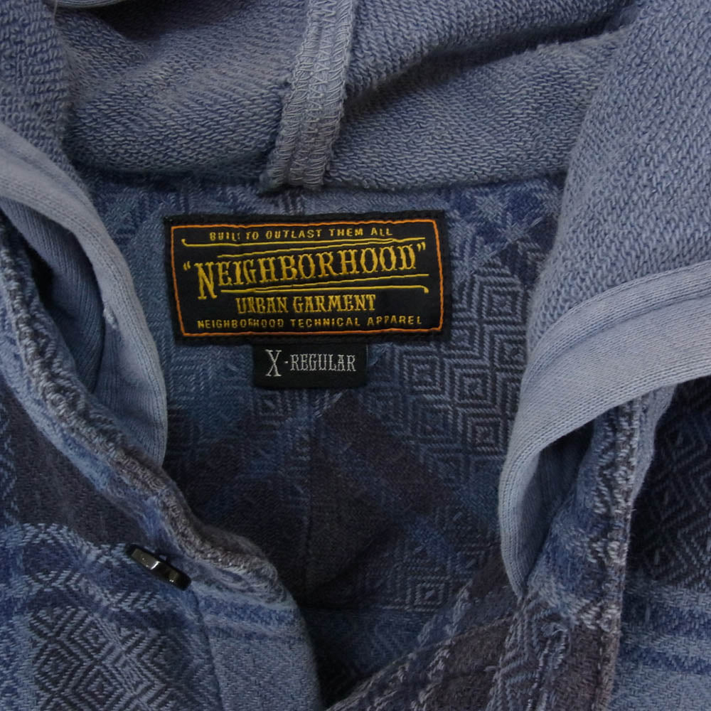 NEIGHBORHOOD ネイバーフッド フード付き チェック ネル 長袖 シャツ ネイビー系 X regular【中古】