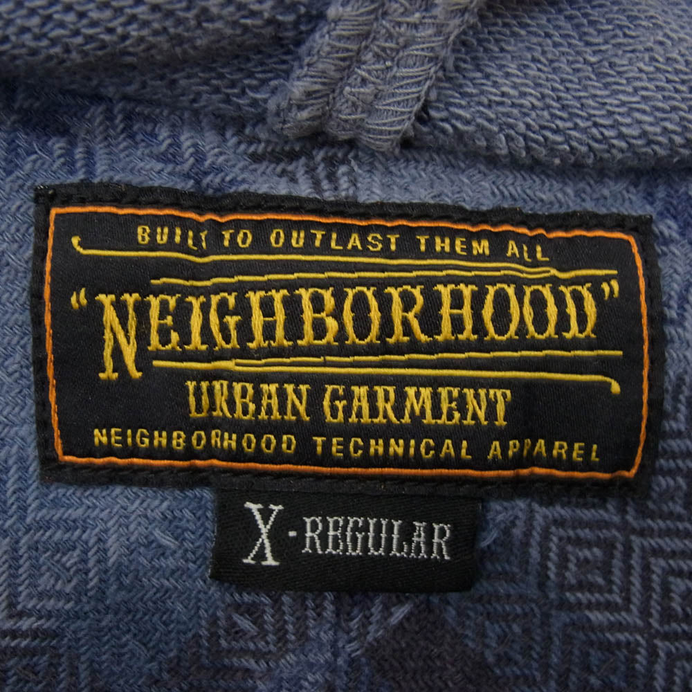 NEIGHBORHOOD ネイバーフッド フード付き チェック ネル 長袖 シャツ ネイビー系 X regular【中古】
