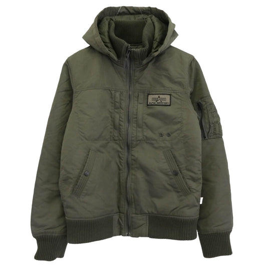 ALPHA アルファ TA1260-076 中綿 フーデッド リブジャケット ミリタリー ブルゾン カーキ系 L【中古】
