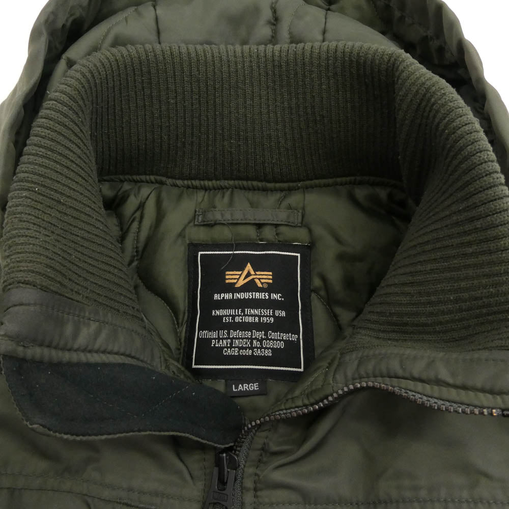 ALPHA アルファ TA1260-076 中綿 フーデッド リブジャケット ミリタリー ブルゾン カーキ系 L【中古】