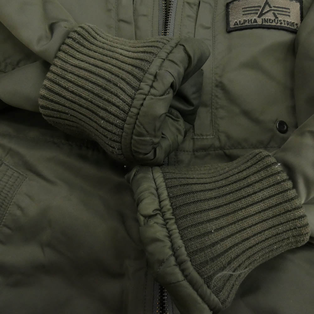 ALPHA アルファ TA1260-076 中綿 フーデッド リブジャケット ミリタリー ブルゾン カーキ系 L【中古】