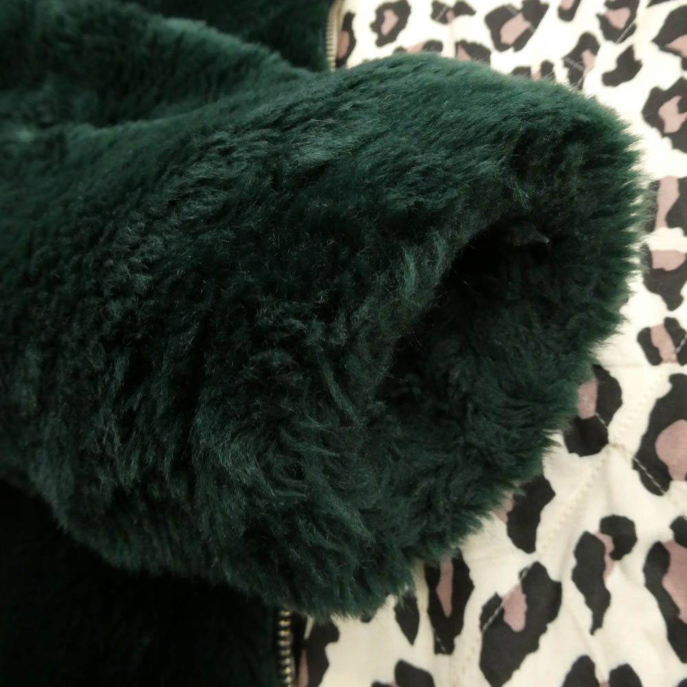 WACKO MARIA ワコマリア 21AW Fur COACH Jacket 裏地レオパード 中綿 ファー コーチ ジャケット グリーン系 L【中古】